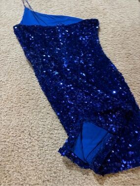 midnight doll one shoulder sequin front slit bodycon dress Midnight Doll One Shoulder Sequin Front Slit Bodycon Dress